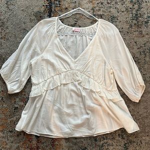 Pink Lily Say You Won't Let Go Babydoll Blouse White - L